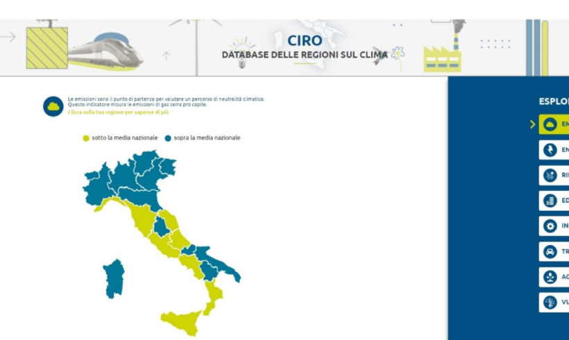 Piattaforma CIRO: Database per le Regioni sul clima